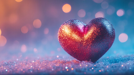 A red heart on a blue background. A place for the text.