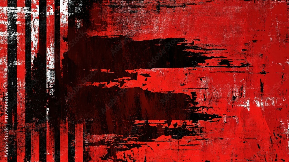 Poster grunge style background with distressed textures in red and black
