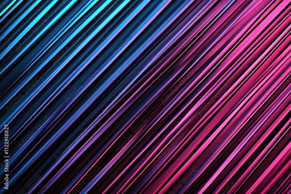 Poster a vibrant abstract pattern featuring diagonal lines in shades of blue and pink, creating a dynamic v