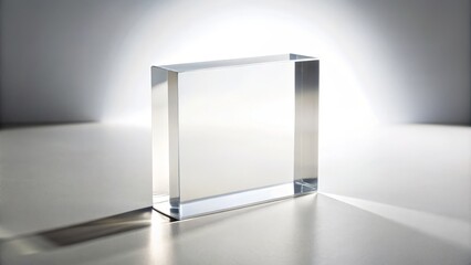 Elegant Silhouette of a Blank Acrylic Block Isolated on a Clean White Background for Product Display and Design Purposes