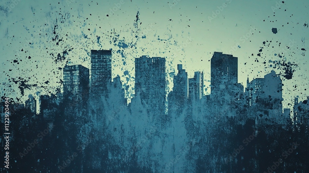 Poster blue grunge background vector with rough texture and abstract elements