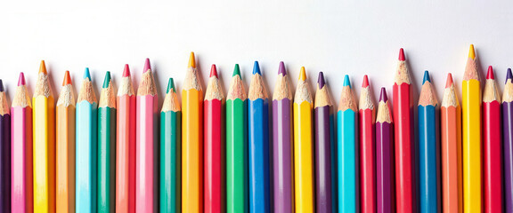 A row of pencils with different colors