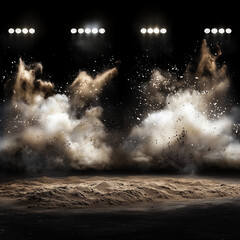 Cinematic Sand Dust Explosion Backdrop with Ground Light, Perfect for Baseball, Softball, Football, Soccer, Dance, and Outdoor Sports

