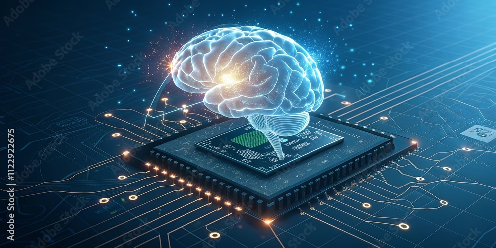 Poster A computer chip with a brain on it