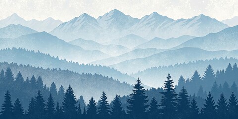 A mountain range with snow-covered peaks and a blue sky