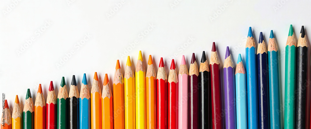 Poster a row of pencils with different colors and sizes