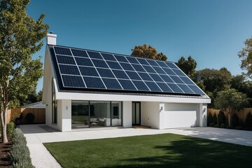 Fototapeta premium Modern home with seamless solar panels