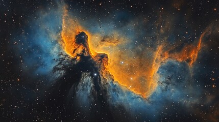 Fototapeta premium Cosmic Nebula Displays Vibrant Orange And Blue Hues