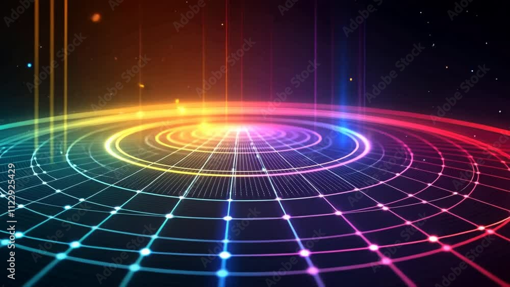 Aufkleber colorful abstract background with glowing lines and circular patterns, creating vibrant and dynamic 