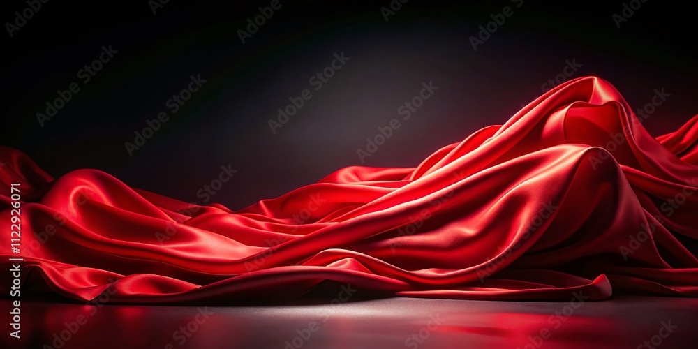 Poster enchanting night photography of flowing red cloth waves creating a mesmerizing background texture fo