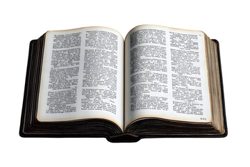 Obraz premium Open book with text on white background