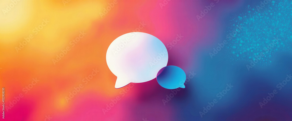 Poster a colorful background with two speech bubbles on it