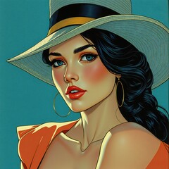 portrait of beautiful gorgeous woman in hat