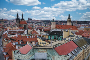 Obraz premium Aerial views of the capital of the Czech Republic, Prague