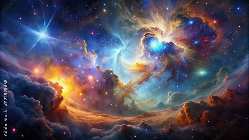 Poster enigmatic nebula in the deep universe: a surreal exploration of celestial wonders and cosmic mysteri