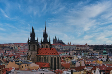 Fototapeta premium Aerial views of the capital of the Czech Republic, Prague