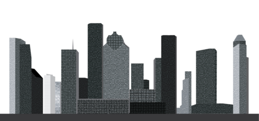 usa city houston skyline in black and grey