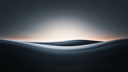 A minimalist image featuring a curved horizon, darkening toward the top, with a black background.

