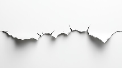 A close-up of torn white paper revealing jagged edges and texture underneath.