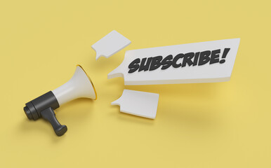 Megafon z hasłem w dymku subskrybuj