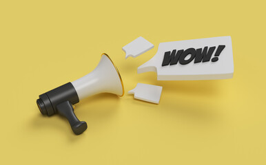 Megafon z hasłem w dymku wow