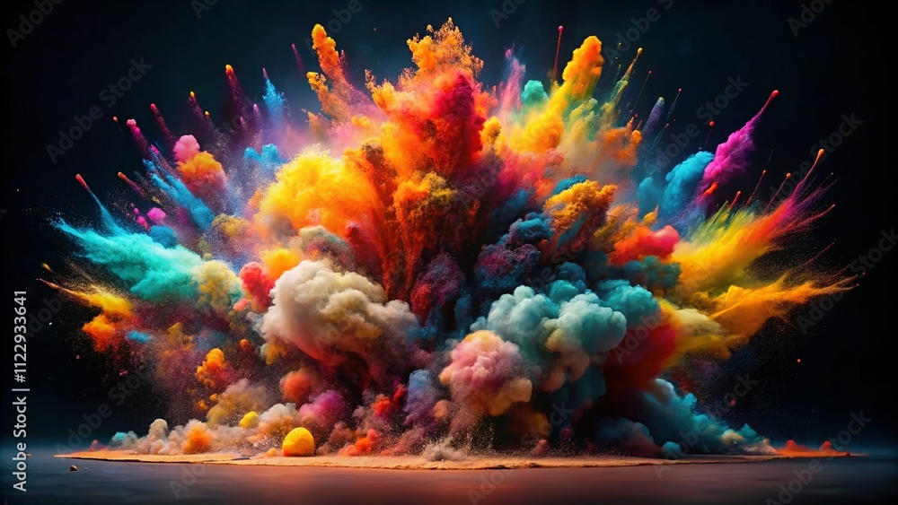Aufkleber explosive color burst against a black background, creating a visual spectacle of light and energy fo