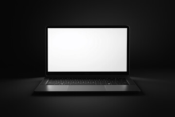 Laptop with a white screen on a dark background, mockup, high resolution, close-up, studio lighting