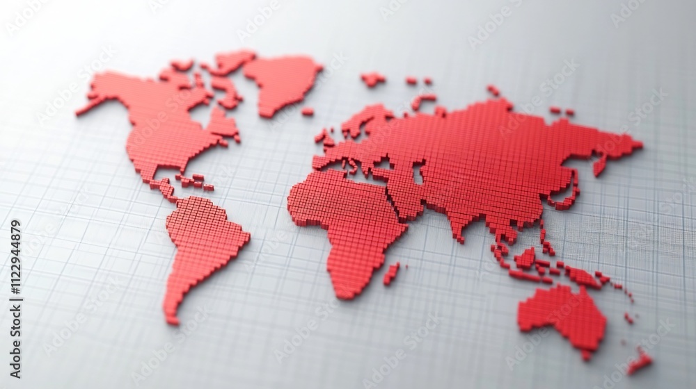 Poster interconnected global economic data map in 3d