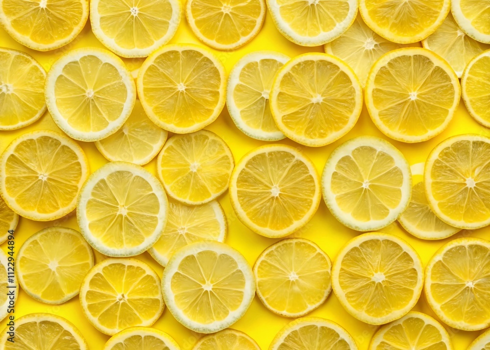 Poster fresh lemon slices pattern with bright yellow colors for background design and print projects, perfe
