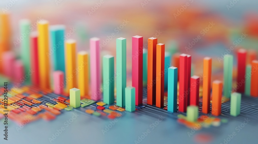 Poster vibrant digital bar graph showcasing captivating business progress and data visualization