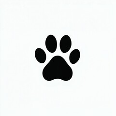 Simple Black Paw Print Icon on White Background  
