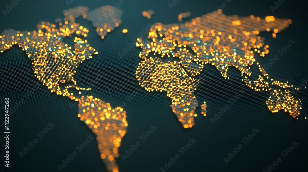 Poster captivating 3d digital economic world map data visualization