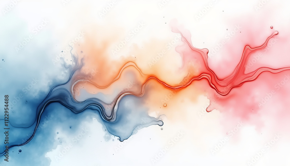 Poster colorful water splash with smooth abstract patterns and soft hues