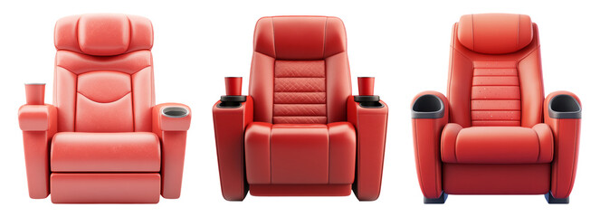 Fototapeta premium Red Theater Recliner Chair Collection Isolated Design