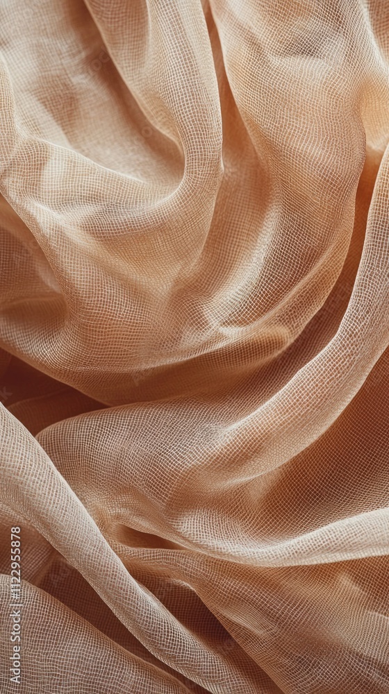 Poster gently draped fabric reveals its fine texture and warm mocha color, creating a soothing visual exper