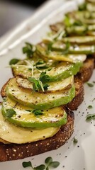 Topdown avocado toast with garnish modern kitchen aesthetic & culinary inspiration
