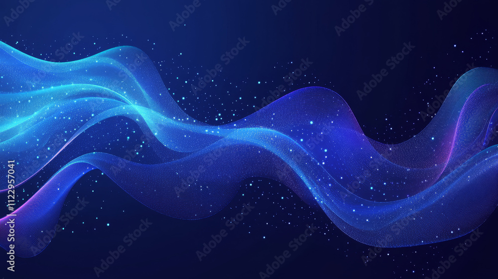 Poster blue abstract background with glowing circles. swirl circular lines pattern. geometric spiral. twirl