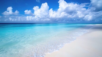 Fototapeta premium Serene Ocean Scene with Calm Blue Waters and Tranquil Skies