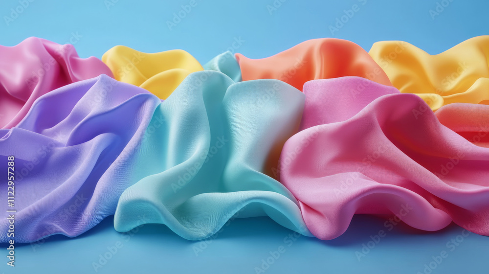 Poster 3d render wallpaper of abstract color fabric floating