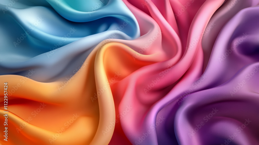Poster 3d render wallpaper of abstract color fabric floating