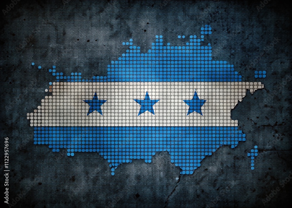 Aufkleber grunge textured honduras map flag in mosaic dot style featuring abstract halftone effect for infogra