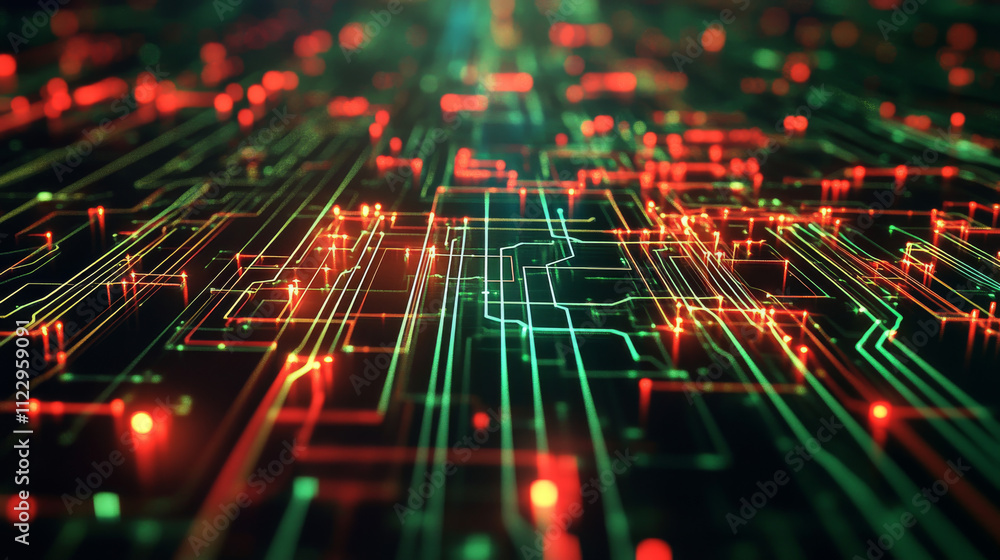 Poster artificial intelligence with circuit electric line style. digital futuristic machine learning design