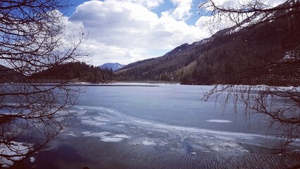 Lake at the Ulten Valley in South Tyrol in Italy