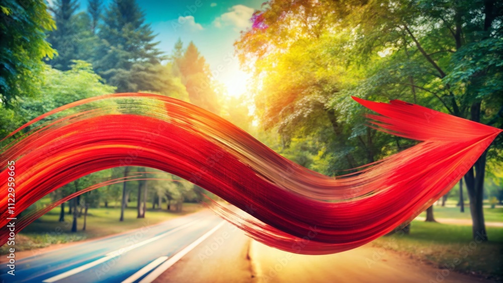 Poster hand-drawn red curved arrow illustration for web and mobile design, featuring brush stroke elements 