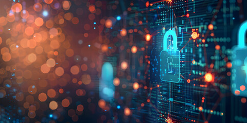 Big Data Cybersecurity Illustration on White Background
