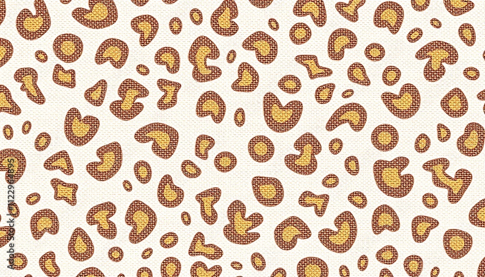 Aufkleber seamless textile pattern featuring a textured beige background adorned with irregular brown and gold