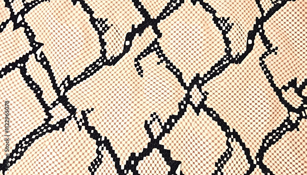 Poster beige snakeskin patterned fabric texture background design. closeup of a beige fabric with a snakesk