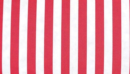 Obraz premium Closeup image of a red and white striped fabric. The stripes are vertical and evenly spaced. The texture is slightly textured. Perfect for backgrounds.