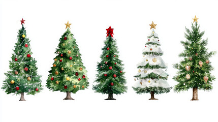 Fototapeta premium Set of Christmas tree , white background