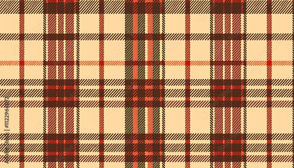 Poster beige/brown and red plaid pattern texture background image. the texture is slightly distressed addin